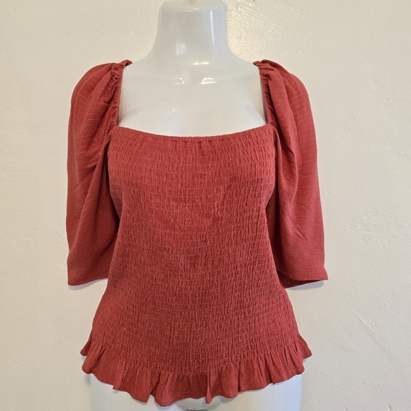 Express - Coral Smocked Blouse - Picture 13 of 13